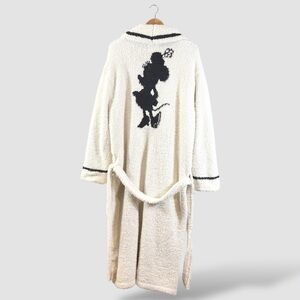 Disney Barefoot Dreams Robe Minnie Mouse Size 2 Cream Gray CozyChic Loungewear